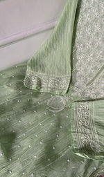 Load image into Gallery viewer, Women's Lakhnavi Handcrafted Mul Chanderi Semi - Stitched Kurta And Dupatta Set - HONC0348596