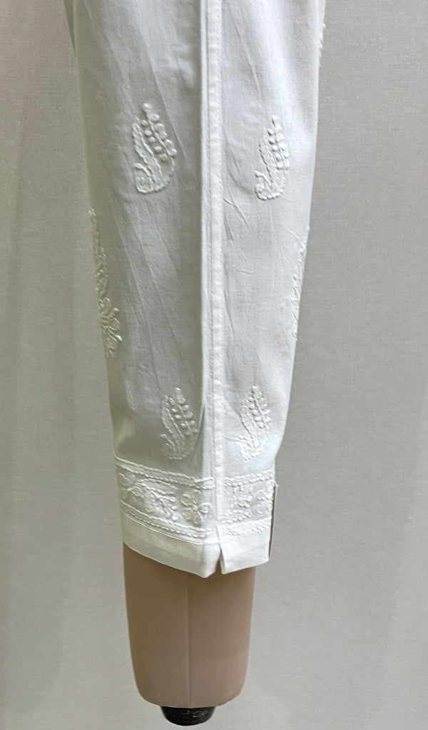 Women's Lakhnavi Handcrafted Cotton Chikankari Pant - HONC0166249