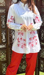 Load image into Gallery viewer, Nasrin Women&#39;s Lakhnavi Handcrafted Cotton Chikankari Top - HONC0281772
