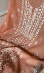 Load image into Gallery viewer, Women&#39;s Lakhnavi Handcrafted Mul Chanderi Unstitched Kurta And Dupatta Set - HONC0307211
