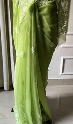 Load image into Gallery viewer, Women&#39;s Lucknowi Handcrafted Faux-Georgette Chikankari Saree - HONC0295210
