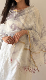 Load image into Gallery viewer, Women's Lakhnavi Handcrafted Mul Chanderi Chikankari Dupatta - HONC0320018