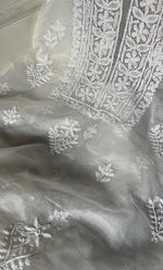Load image into Gallery viewer, Women&#39;s Lakhnavi Handcrafted Organza Chikankari Unstitched Kurta And Dupatta Set - HONC0249870
