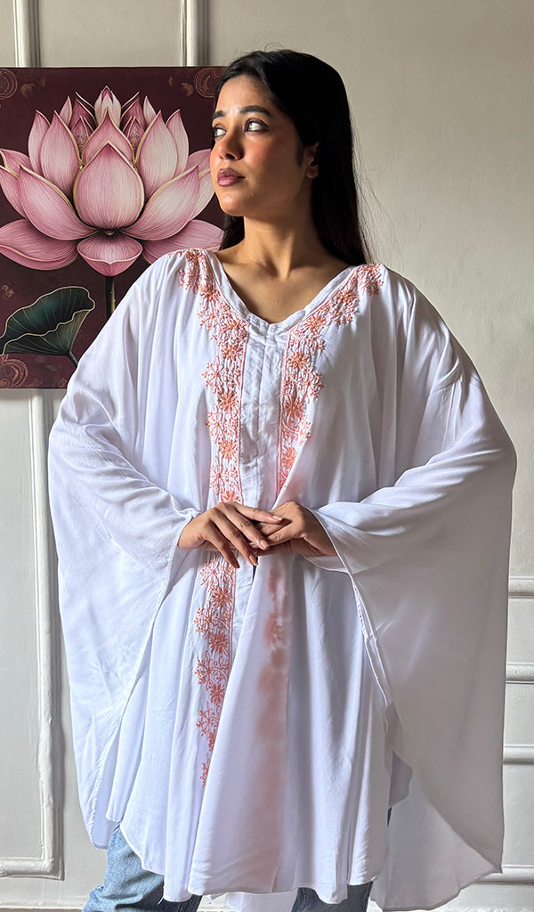 Women's Lucknowi Handcrafted Cotton Chikankari Kaftan - HONC0352349