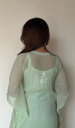 Women's Lucknowi Handcrafted Mul chanderi Chikankari Kaftan - HONC0390104