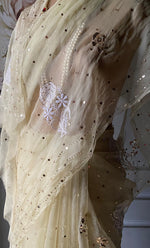 Load image into Gallery viewer, Women&#39;s Lucknowi Handcrafted Pure Organza Silk Chikankari Saree - HONC0271152

