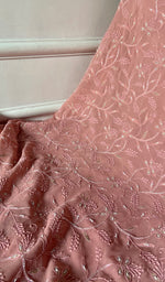 Load image into Gallery viewer, Women's Lakhnavi Handcrafted Pure Silk Georgette Unstitched Chikankari Kurta And Dupatta Set- HONC0271642