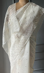Load image into Gallery viewer, Women&#39;s Lucknowi Handcrafted Pure Organza Silk Chikankari Saree - HONC0307475
