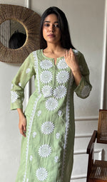 Load image into Gallery viewer, Women's Lakhnavi Handcrafted Kota Cotton Chikankari Kurti - HONC0360433