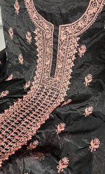 Load image into Gallery viewer, Charvi Women's Lakhnavi Handcrafted Organza Chikankari Unstitched Kurti Fabric - HONC0336183