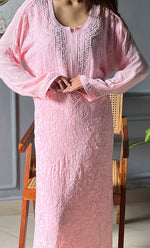 Load image into Gallery viewer, Women&#39;s Lakhnavi Handcrafted Viscose Georgette Chikankari Kurti- HONC0259096
