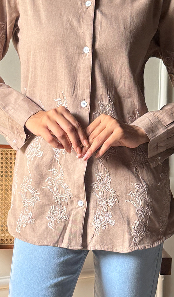 Women's Lakhnavi Handcrafted Cotton Chikankari Top - HONC0293109