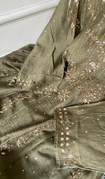 Load image into Gallery viewer, Women's Lakhnavi Handcrafted Mul Chanderi Semi - Stitched Anarkali And Dupatta Set - HONC0355011