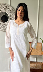 Load image into Gallery viewer, Women's Lucknowi Handcrafted Cotton Chikankari Kurti - HONC0303549