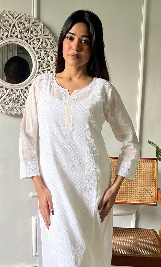 Women's Lucknowi Handcrafted Cotton Chikankari Kurti - HONC0303549