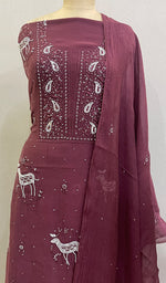 将图像加载到图库查看器中， Maheen  Women&#39;s Lakhnavi Handcrafted Mul Chanderi Semi - Stitched Kurta And Dupatta Set - HONC0214851
