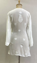 将图像加载到图库查看器中， Women&#39;s Lucknowi Handcrafted Viscose Georgette Chikankari Top - HONC0199690
