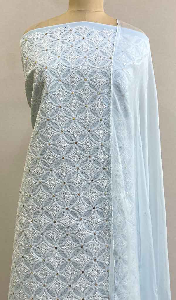 Women's Lakhnavi Handcrafted Cotton Chikankari Suit Material - HONC0222670