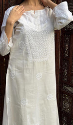 将图像加载到图库查看器中， Uzma Women&#39;s Lucknowi Handcrafted Cotton Chikankari Kurti - HONC0213270
