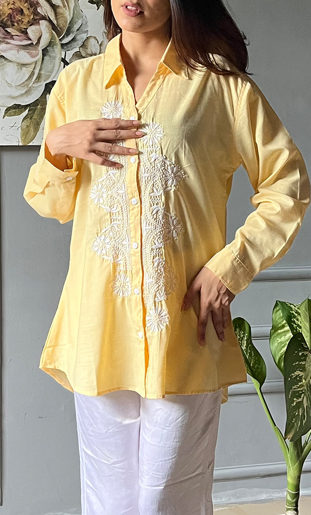 Women's Lakhnavi Handcrafted Cotton Chikankari Top - HONC0308392