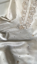 Load image into Gallery viewer, Women's Lucknowi Handcrafted Chanderi Silk Unstitched Chikankari Kurta and Dupatta Set- HONC0304296