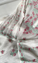 Load image into Gallery viewer, Women's Lakhnavi Handcrafted Mul Chanderi Semi - Stitched Kurta And Dupatta Set - HONC0305477