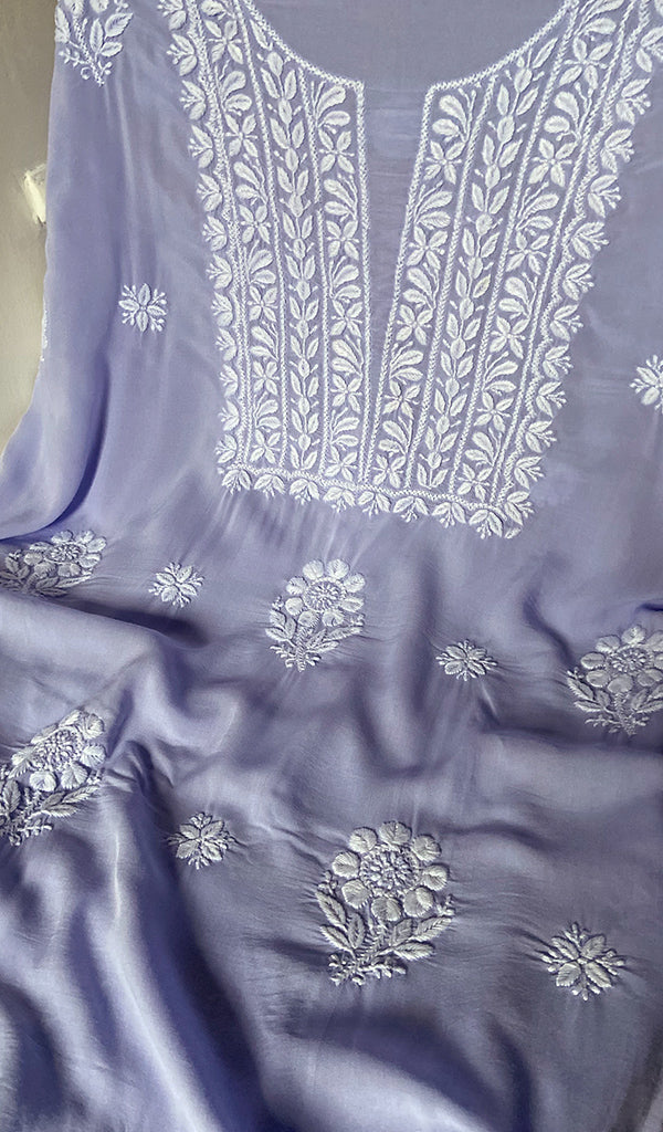 Women's Lakhnavi Handcrafted Modal Cotton Chikankari Unstitched Kurti Fabric - HONC0261065