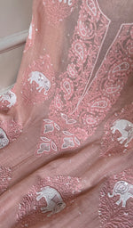 Load image into Gallery viewer, Hunar Women&#39;s Lakhnavi Handcrafted Mul Chanderi Kurta And Dupatta Set - HONC0277082
