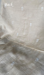 将图像加载到图库查看器中， Lucknowi Handcrafted Munga Silk Unstitched Chikankari Unisex Kurta Fabric - HONC0340840