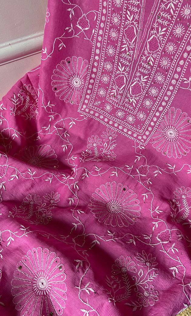 Women's Lakhnavi Handcrafted Maheshwari Mul Chanderi Kurta And Dupatta Set - HONC0275136