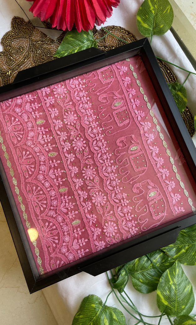 Chikankari Tray with Four Coasters - HONC0313512