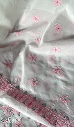 Load image into Gallery viewer, Women's Lakhnavi Handcrafted Cotton Unstitched Chikankari Full Suit Material - HONC0322461