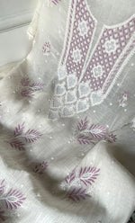 Load image into Gallery viewer, Women's Lakhnavi Handcrafted Unstitched Mul Chanderi Kurta And Dupatta Set - HONC0319478