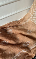 Load image into Gallery viewer, Izana Women's Lakhnavi Handcrafted Mul Chanderi Semi - stitched Chikankari Full Suit Material - HONC0333498