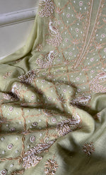 将图像加载到图库查看器中， Women&#39;s Lakhnavi Handcrafted Mul Chanderi Unstitched Kurta And Dupatta Set - HONC0302264
