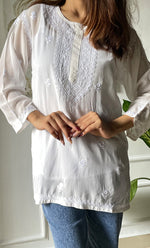 Load image into Gallery viewer, Women&#39;s Lucknowi Handcrafted  Pure Georgette Chikankari Top - HONC0269334
