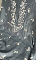 将图像加载到图库查看器中， Lucknowi Handcrafted Chanderi Silk Chikankari Unstitched Unisex Kurta Fabric - HONC0288639
