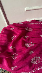 Load image into Gallery viewer, Women's Lakhnavi Handcrafted Mul Chanderi Semi - Stitched Angrakha And Dupatta Set - HONC0326284