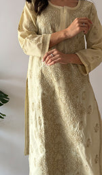 Load image into Gallery viewer, Women's Lakhnavi Handcrafted Cotton Chikankari Kurti - HONC0379494