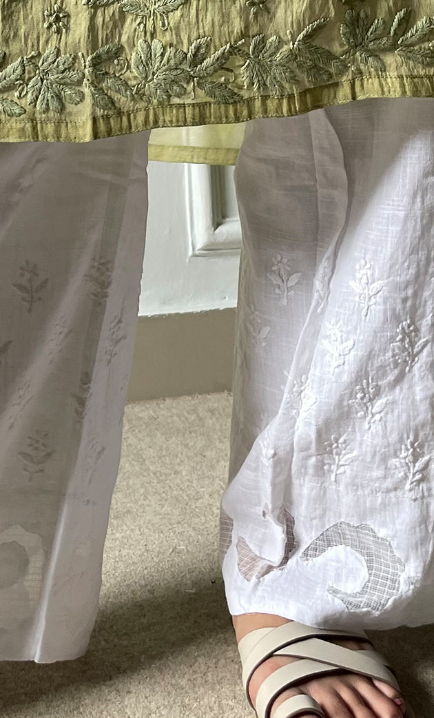 Women's Lucknowi Handcrafted Cotton Chikankari Palazzo - HONC0305809