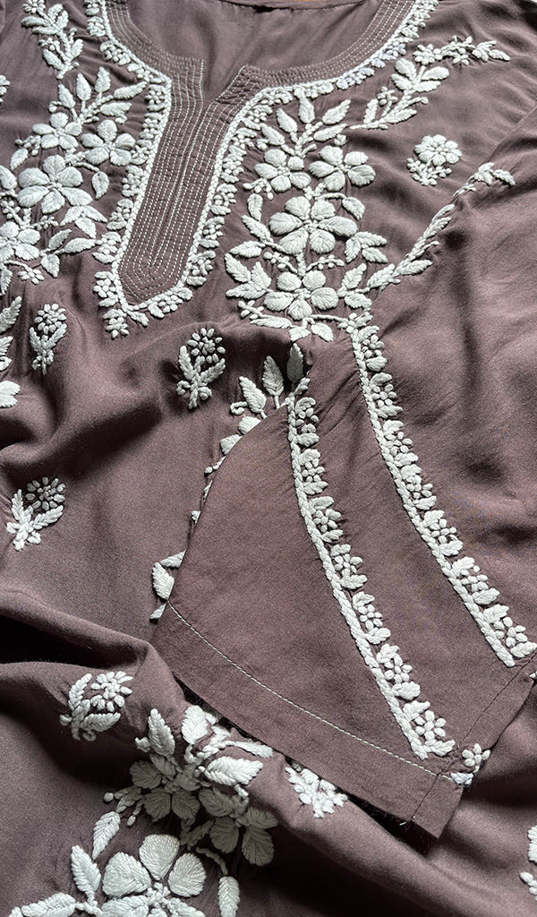 Women's Lakhnavi Handcrafted Cotton Chikankari Kurti- HONC0301043