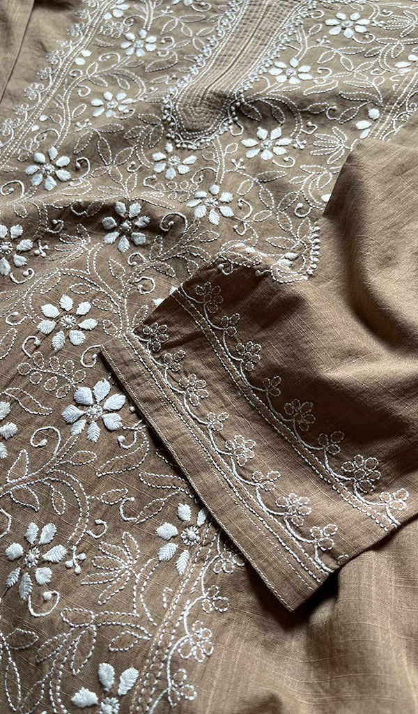 Women's Lakhnavi Handcrafted Cotton  Chikankari Kurti- HONC0300989