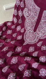 Load image into Gallery viewer, Women&#39;s Lucknowi Handcrafted Faux-Georgette Chikankari Suit Material - HONC0263011
