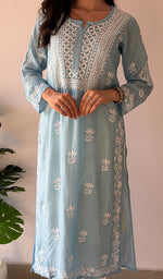 将图像加载到图库查看器中， Jiya Women's Lakhnavi Handcrafted Muslin Chikankari Kurti - HONC0367684