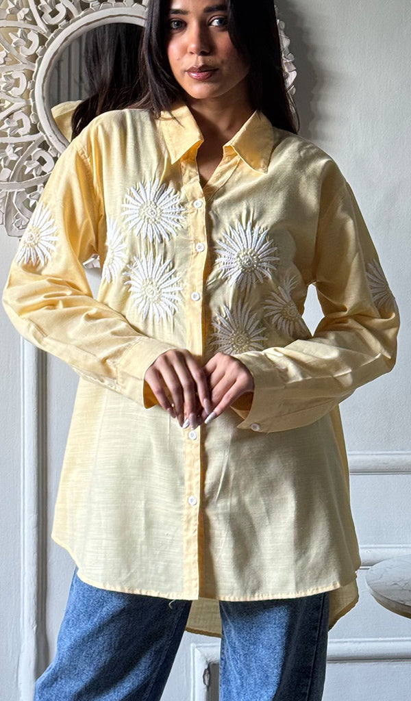 Women's Lakhnavi Handcrafted Cotton Chikankari Top - HONC0344698