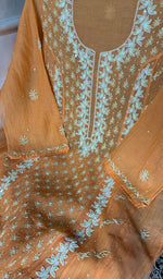 Load image into Gallery viewer, Saziya Women's Lakhnavi Handcrafted Mul Chanderi Semi - Stitched Chikankari Full Suit Material - HONC0358765