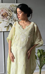 Load image into Gallery viewer, Rabia Women&#39;s Lucknowi Handcrafted Mul chanderi Chikankari Kaftan - HONC0304371
