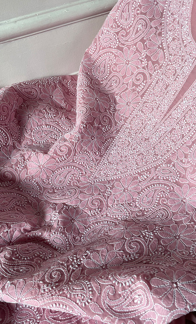 Women's Lakhnavi Handcrafted Unstitched Cotton Chikankari Suit Material - HONC0320315