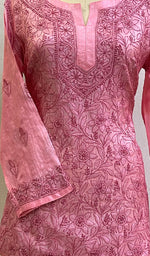 Load image into Gallery viewer, Women&#39;s Lakhnavi Handcrafted Silk Chikankari Top - HONC0176265
