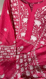 Load image into Gallery viewer, Women's Lakhnavi Handcrafted Mul Chanderi Semi - Stitched Anarkali And Dupatta Set - HONC0317827